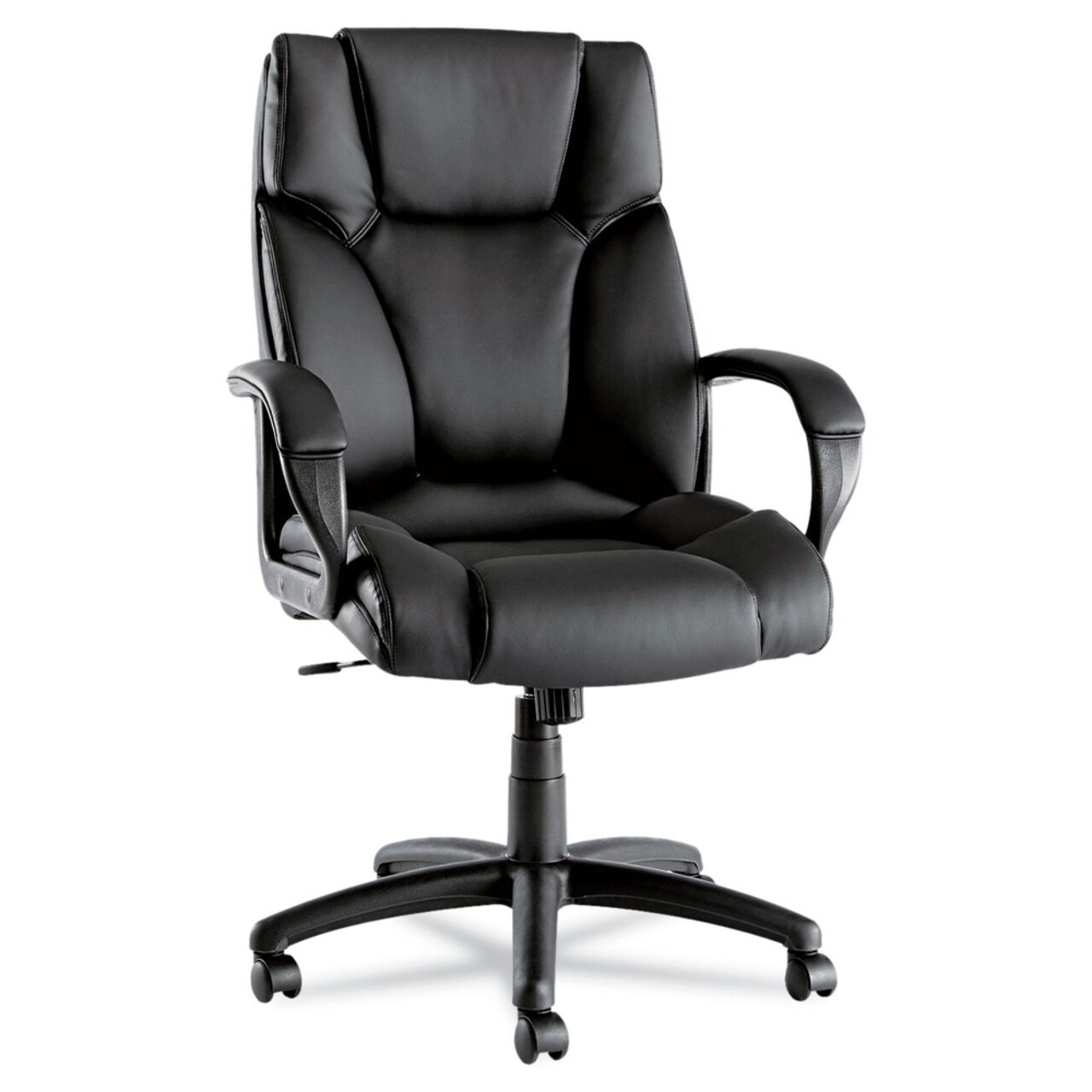 Alera Fraze Series 17.71 in. to 21.65 in. Seat Height Executive High-Back Swivel/Tilt Bonded Leather Chair - Black